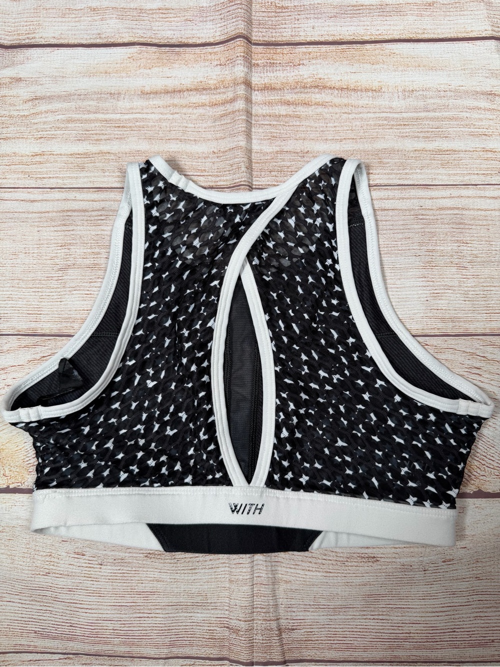 WITH Black Star-Print Sports Bra with Accent Stripes - Picture 4 of 7